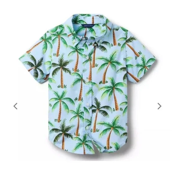 NWT- Light Blue Palm Tree Shirt and Swim Trunks by Janie and Jack - Picture 5 of 7